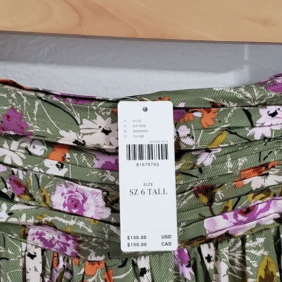 Anthropologie Wide-Leg Floral Pants In Olive Green Size 6 Tall NWT - Picture 11 of 11
